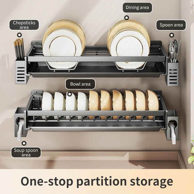 Server Rack Shelf - Égouttoir mural multifonctionnel pour vaisselle, assiettes